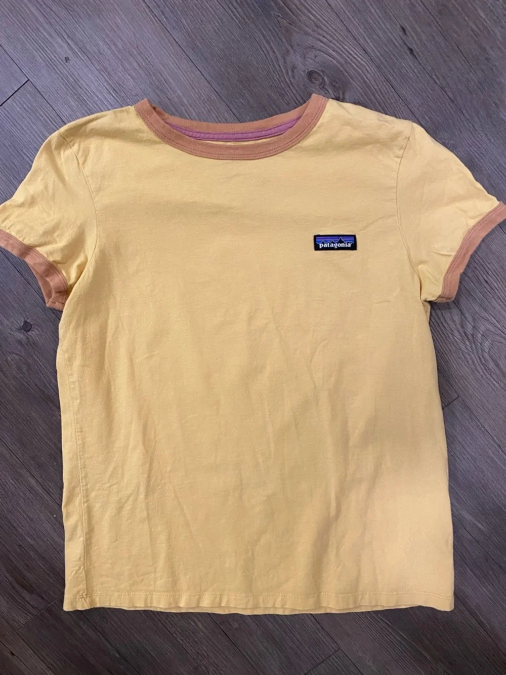 Patagonia Women’s P-6 Label Organic Ringer Yellow Ringer T‑Shirt - Picture 2 of 5